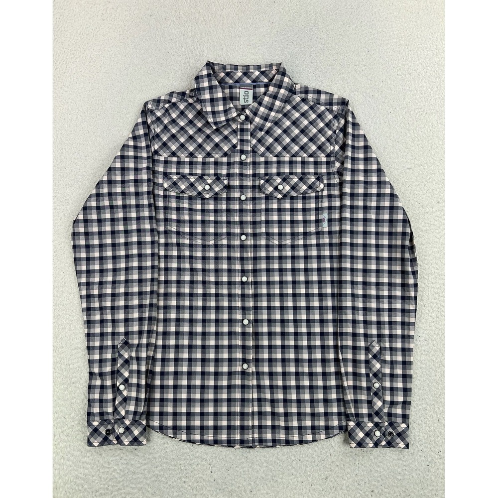 Stio Shirt Womens Medium Blue Plaid Eddy Western Button Up Long Sleeve